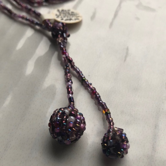 3 Ball Dangle Lavender Hand Beaded Necklace - Picture 2 of 6